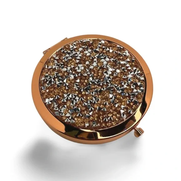 BUY NOW HOST SUPPORT ROSE GOLD TONE CRYSTAL EMBELLISHED COMPACT MIRROR - Picture 1 of 3